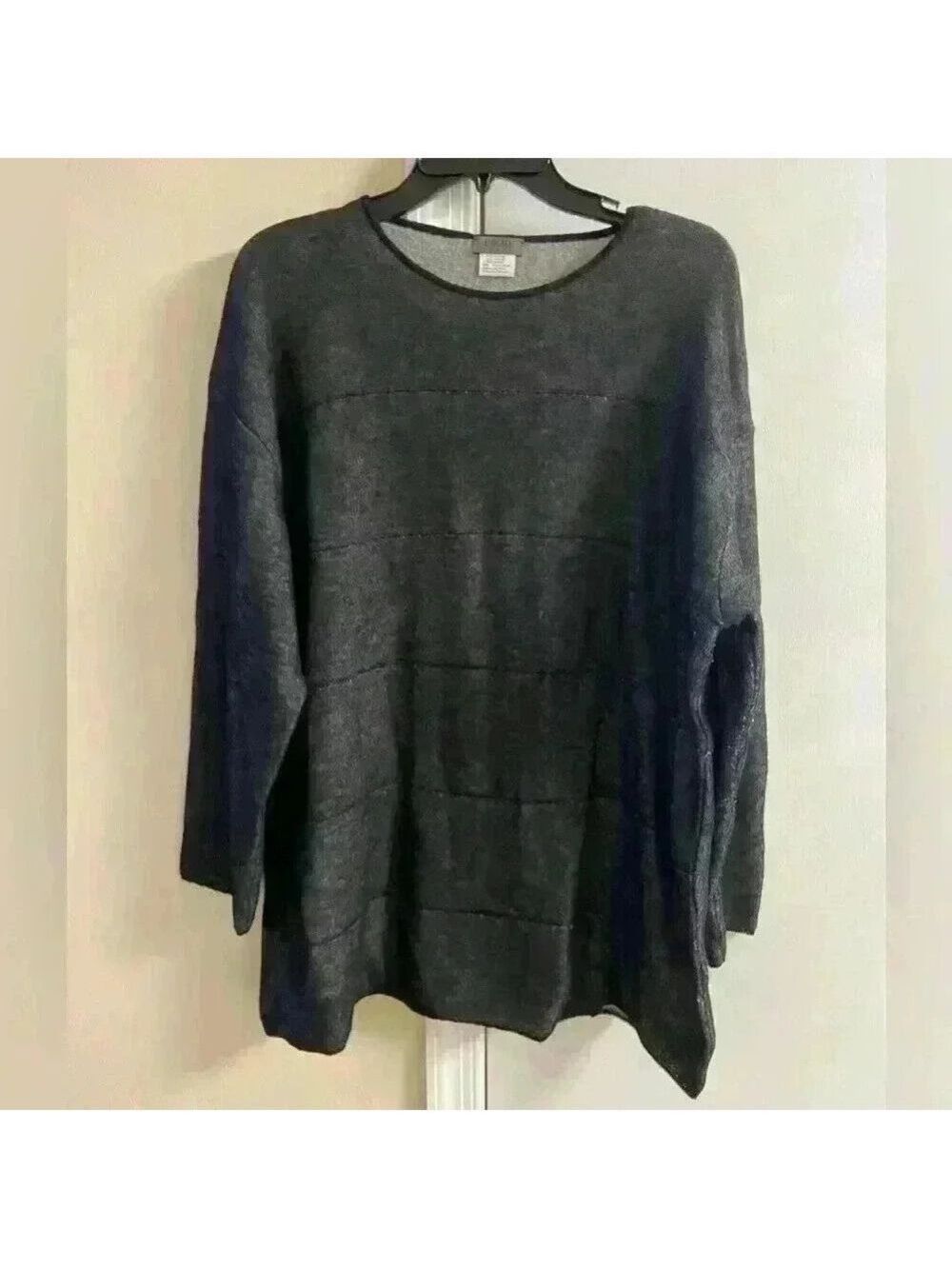 Enigma Italy sweater crewneck black pullover merino‎ wool men XL